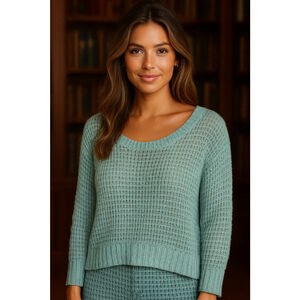 Express Loose Knit Pullover Sweater Seafoam Green Boho Teal Buttery Soft Winter